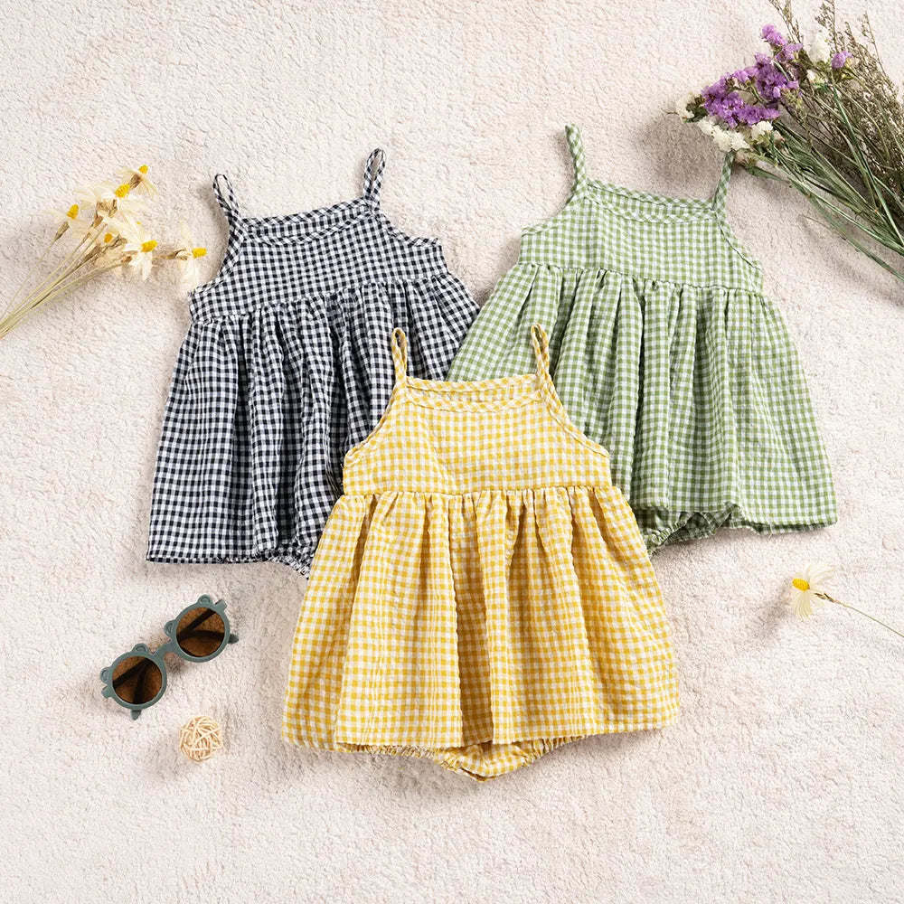 Plaid Rompers Summer Sleeveless Dress